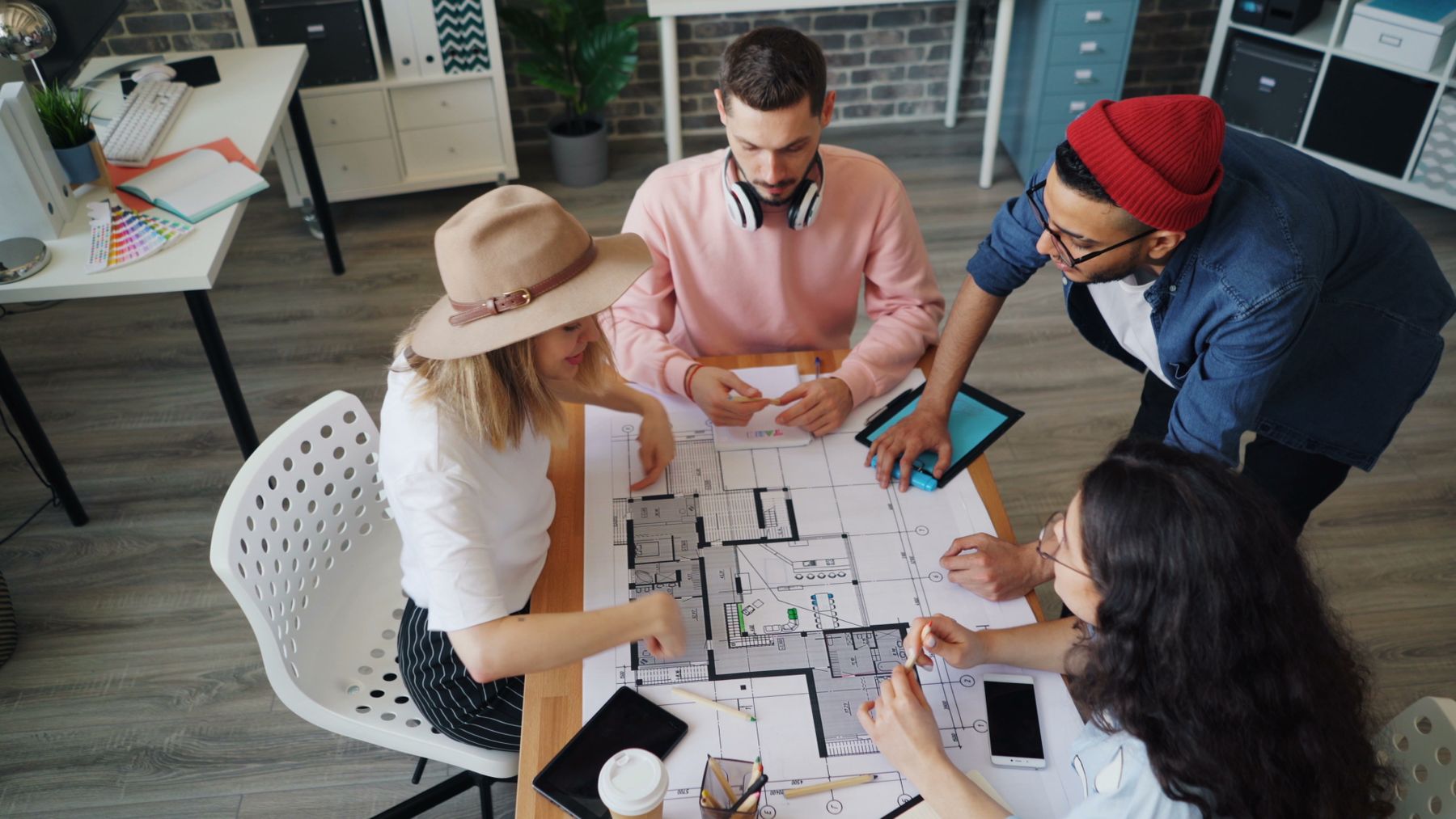 Team members collaborating during a working session